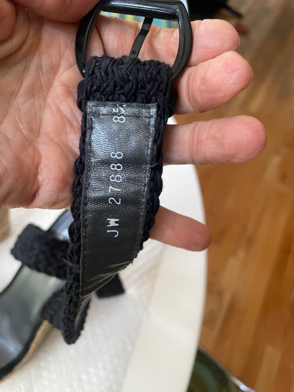 Stuart Weitzman Alexlo Crochet braided Black Wedge Sandals size 8.5 - Picture 7 of 11